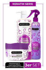 Morfose Keratin Haarpflege Set • Shampoo • Maske • 2-Phasen Conditioner • Lila
