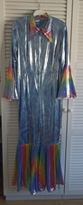 Karnevalskostüm, -anzug, Einteiler Damen Gr. 40 blau, regenbogenfarben, silbern