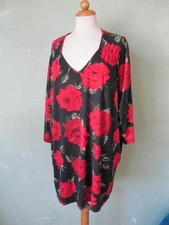 Big Chic by Jagro T-Shirt Shirt schwarz rot Rosen Blumen Motiv Größe 50 