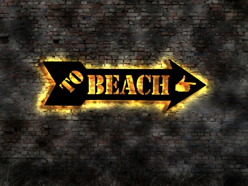 Hinweisschild pfeil beach - to,