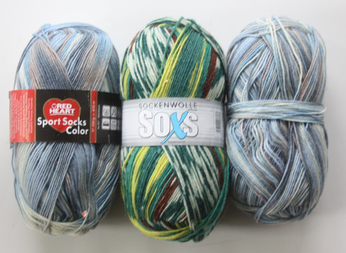 Sockenwolle 3 x - ,