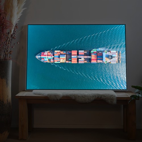 Led wandbild containerschiff - wandbild,