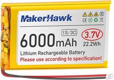 3,7 V 6000 mAh LiPo-Akku, wiederaufladbar, 1S 3C 106090 Lithium-Polymer-Akku