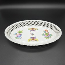 HEREND "Queen Victoria" Porzellan Korb Schale Blumen Schmetterlinge Nr. 7375