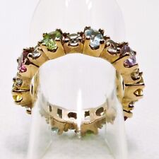 Multistein Multicolor Eternity Ring 925 Silber 585 Roségold vergoldet 15,3 mm 48