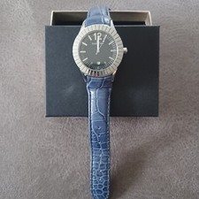 Pandora Armbanduhr Unisex  silber blau Kroko Lederarmband