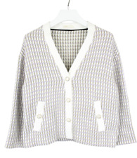 Maje Ecru Pame Strickjacke Damen XL Snap Knöpfe Dick Muster