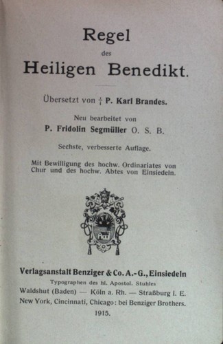 Regel des heiligen - , benedikt