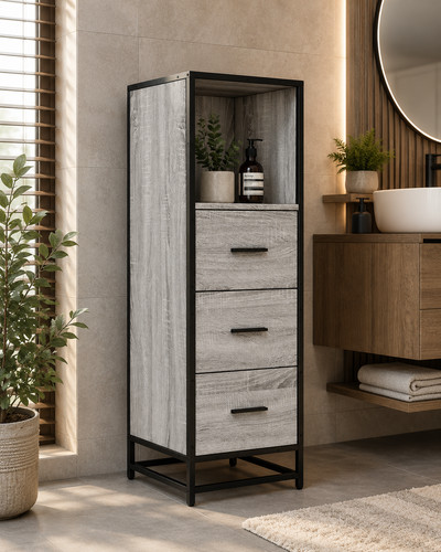 Badschrank grau sonoma - badschrank,