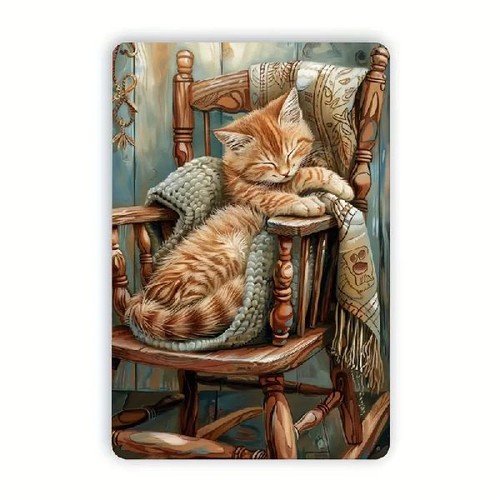 Blechschild schlafende katze - schlafende,