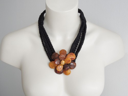 Kette collier bernstein blüte - collier,