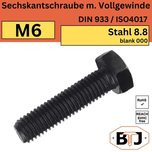 Din 933 sechskantschrauben - 933, m6
