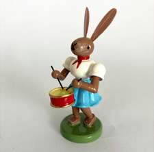 Blank Faltenrock Osterhase farbig mit Trommel, OHF 016, echt Erzgebirge Ostern