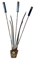 Blech Eisen rostig Schilf RELIEF Wand Deko Metall Wandbild Verzierung Gras