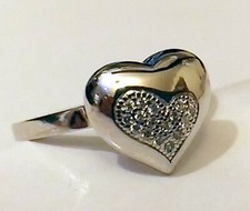 925 ECHT SILBER RHODINIERT *** Herz Zirkonia Ring , Größenauswahl