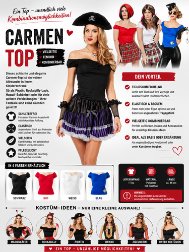 Damen carmen top schulterfrei - damen,