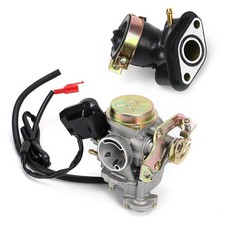 19mm Vergaser kompatibel mit 50ccm Roller 4T AC Gare Silber inkl. E-Chole