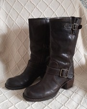FIORENTINI + BAKER Stiefel / Festival Leder Bike Boots / Dunkelbraun /  41 / Top