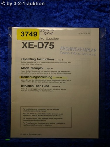 Sony bedienungsanleitung - sony, xe