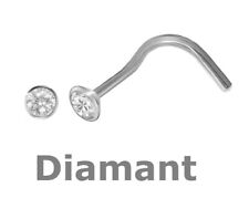 750 ECHT WEIßGOLD 💎 Diamant Brillant 0,06 ct. 💎 Nasenstecker Piercing Spirale