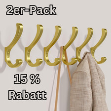 jockcaras Kleiderhaken Wandmontage 6 St. Gold Metallhaken Robust f. Kleidung