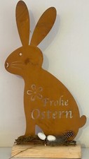 XXL Dekofigur Hase NEU aus Metall in rost - braun Hase für Ostern 51 cm gross *