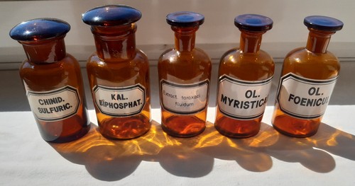 Antike apothekerflasche - 5x,
