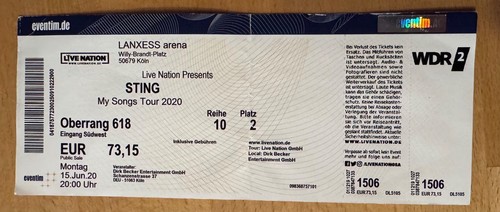 Sting köln 2020 ticket - sting,