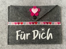 Hübsche Geschenktasche Filz, Umschlag, Herz, Blume, „Für Dich“