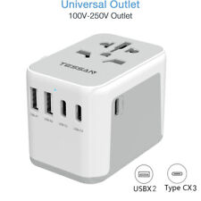 TESSAN Universal Reiseadapter 1 AC Steckdose mit 2 USB & 3 USB C für 224 Ländern