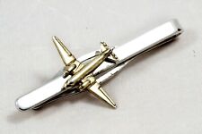 Edle Krawattennadel 925 SILBER Flugzeug vergoldet tie clip Modenrist silver