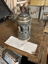 J. W. Remy Bierkrug 3 Deutsche Kaiser 308 Maß 0,5 Liter mit Zinndeckel