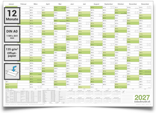 Xxl wandkalender 2027 din - wandkalender, a0
