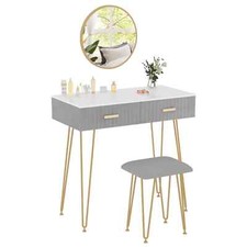 Schminktisch mit Hocker und Spiegel Frisiertisch Schublade 80x40cm Make-up 6097g