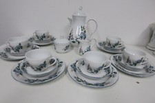 Kaffeeservice - Bavaria Germany - Porzellan - Weiß - Blau - Blumen   21 Tlg
