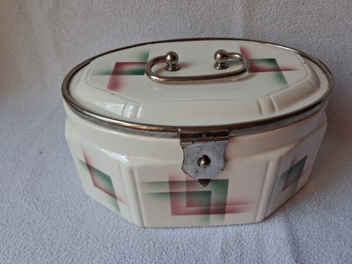 Art deco keramik deckeldose - art,