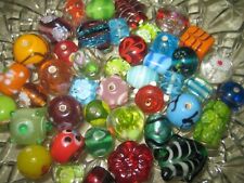 GLASPERLEN MIX  100g  Lampwork Perlen 6 - 12 mm bunte Mischung ca. 45 - 55 Stück