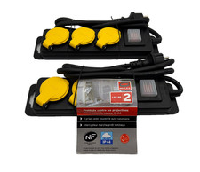 Powerfix Mehrfachsteckdose 3-fach IP44 mit Klappdeckel – 1,4 m Kabel – 2er Pack