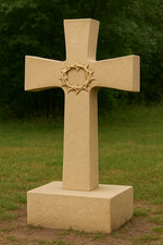 SKULPTUR SANDSTEIN KREUZ 1970ger VINTAGE