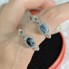 +Natur+ echt Pietersit Ringe Edelstein Damen Silberner Ring Oval Retro Heilstein