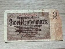 2 Rentenmark (ZWEI) 1937 DEUTSCHES REICH Drittes Reich Rentenbankschein P# 174