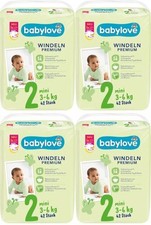 4 x 42 Windeln 168 St. babylove Windeln Premium Gr. 2 Mini 3 - 6 kg Nabelschutz 