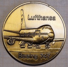 Medaille Flugzeug Boeing 747 2. Lufthansa Radtourenfahrt Frankfurt Seeheim 1983