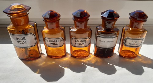 Antike apothekerflasche - 5x,