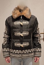  Außergewöhnliche bestickte Bogner Winterdaunen-Jacke Gr 40, mit Fuchsfellkragen