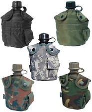 BW Bundeswehr Feldflasche US Army Style mit Bezug Schwarz Oliv Tarn Camouflage