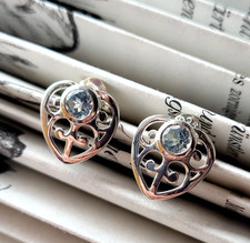 925 Sterling Silber Ohrringe Topas Edelstein Echtschmuck Ohrstecker Herz