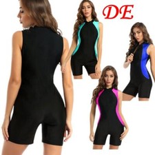 DE Damen Badeanzug Bauchweg Sportlich Tankini Schwimmanzug Bein Badebekleidung