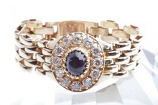 Ketten Ring Saphir Cabochon 585 14K Gelb Gold Gr. 60 -