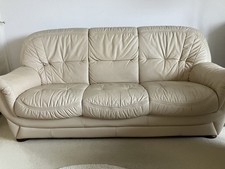 Ledercouch mit Sessel , Beige